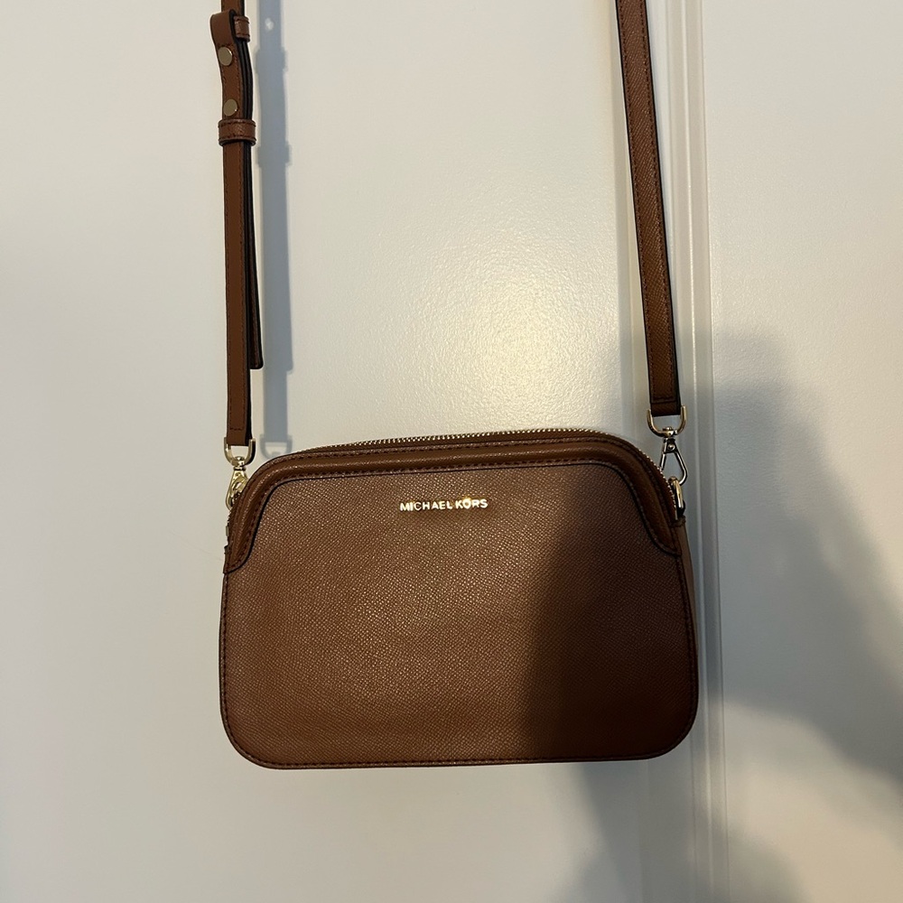 Michael Kors Brown Leather Crossbody Bag with Adjustable Strap